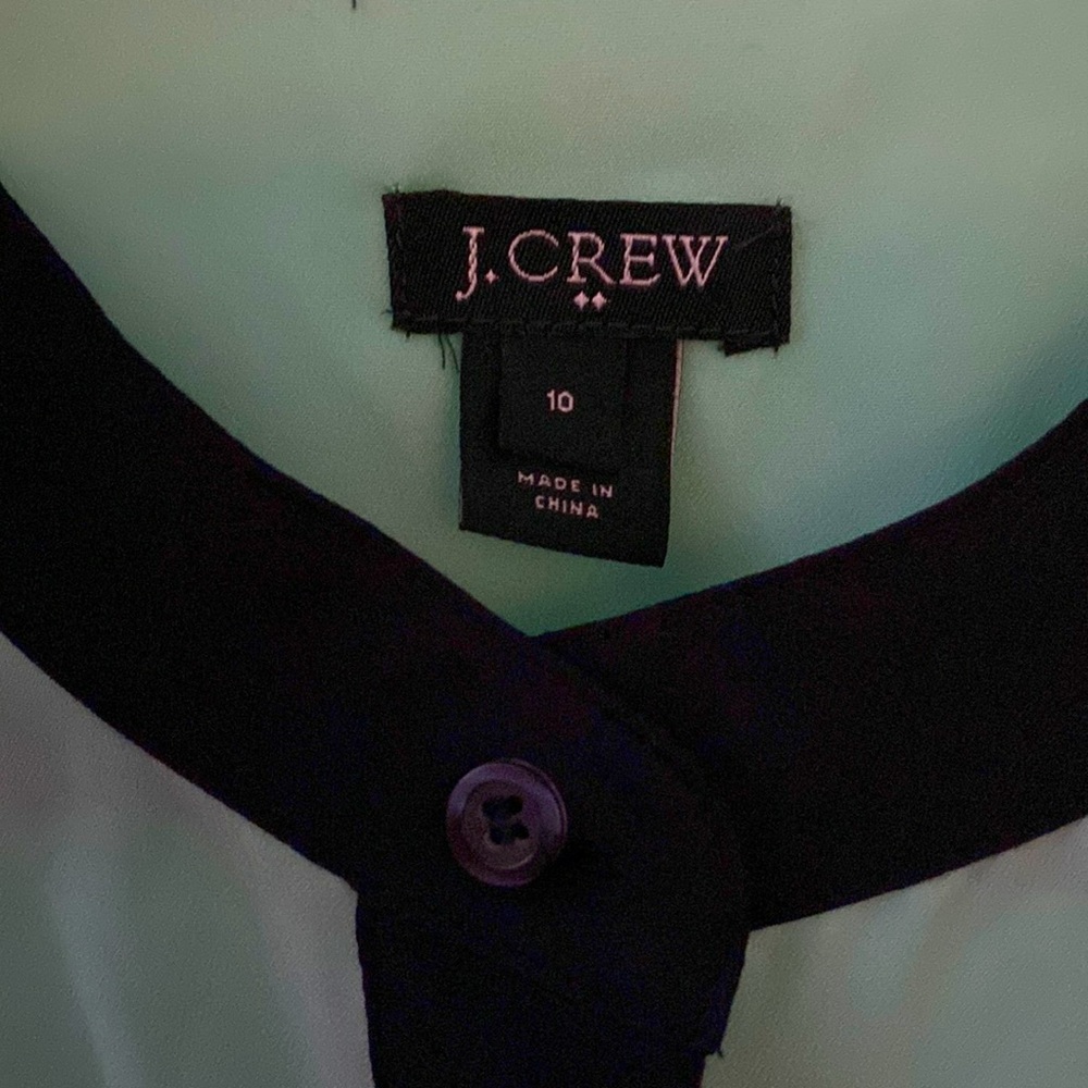 J Crew mint green & navy sleeveless blouse - Picture 3 of 3